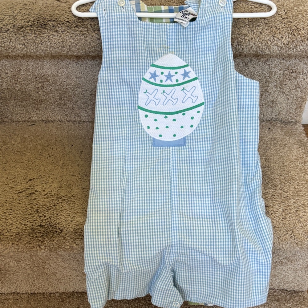 THe Bailey Boys 2T reversible Gingham Baby Romper with Easter Egg Design
